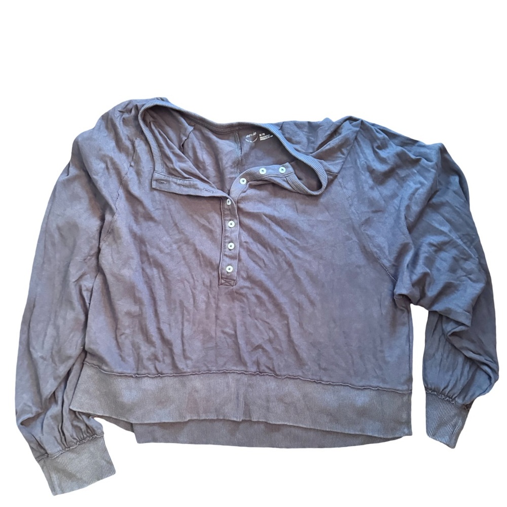 Aerie Charcoal Button-Up Top
